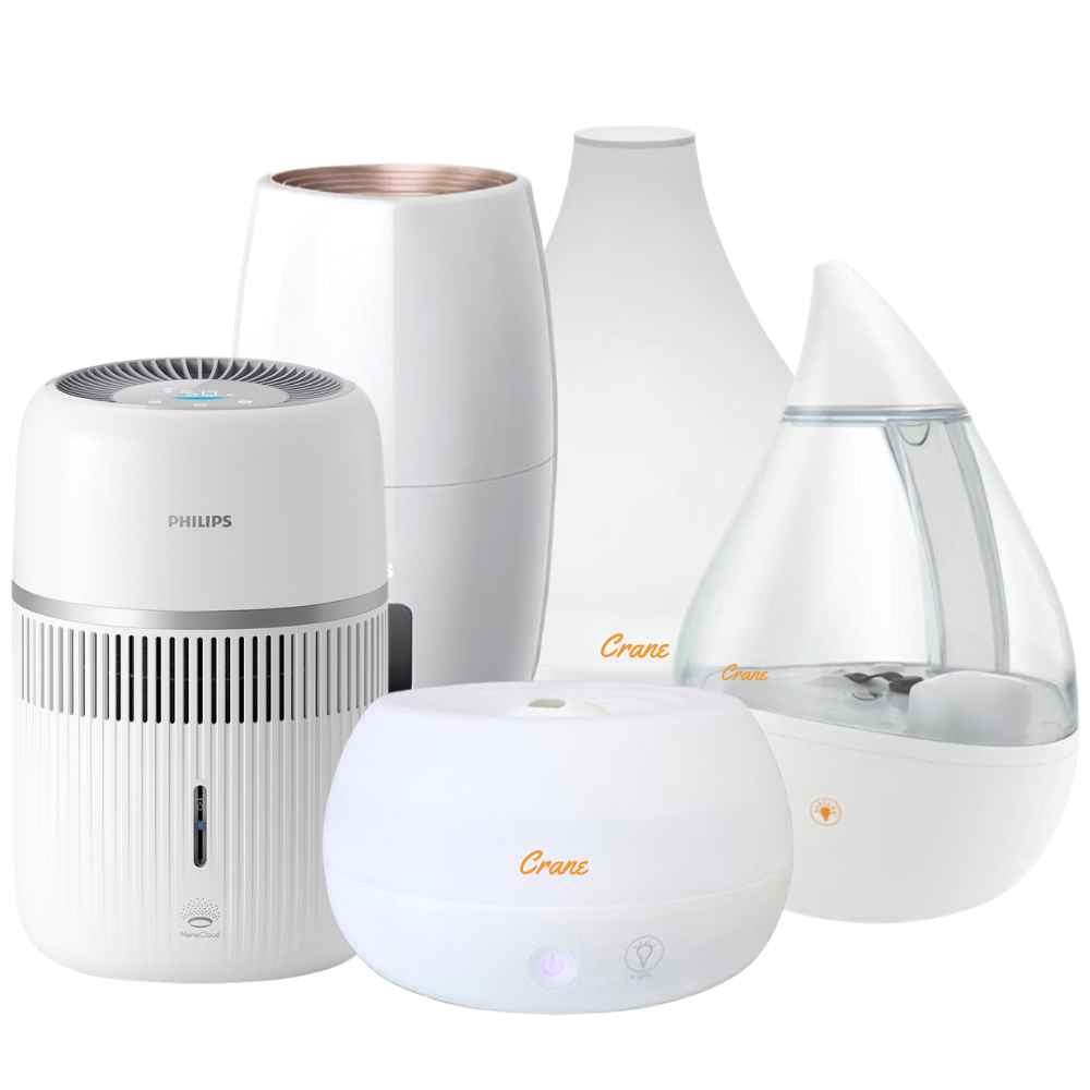 A family in the living room with an Air Purifier