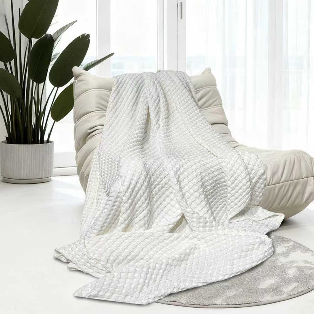 Bambi All Seasons Cotton Bamboo Lightweight Waffle Blanket White Lifestyle