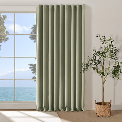 Cadence and Co. Bennett Faux Linen S-Fold Curtain Moss