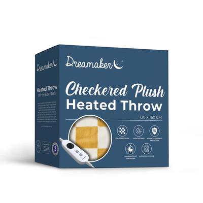 Dreamaker Ultra Soft Reversible Checkered Fleece Heated Throw Blanket