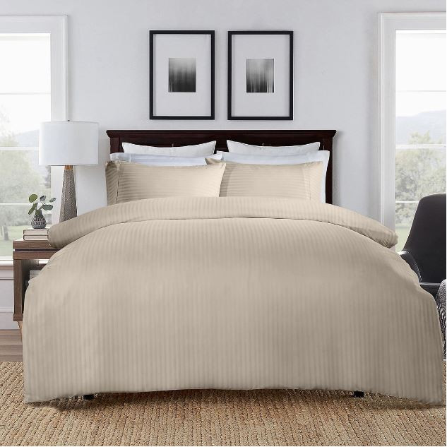 Royal Comfort 1000TC 3 Piece Striped Blended Bamboo Quilt Cover Set - Queen