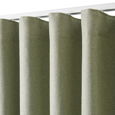 Cadence and Co. Bennett Faux Linen S-Fold Curtain Moss