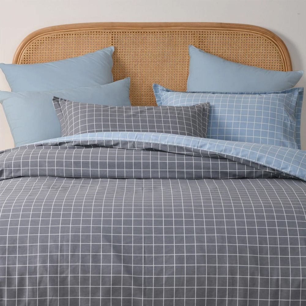 Dreamaker Luca 100% Cotton Reversible Quilt Cover Set Single Bed
