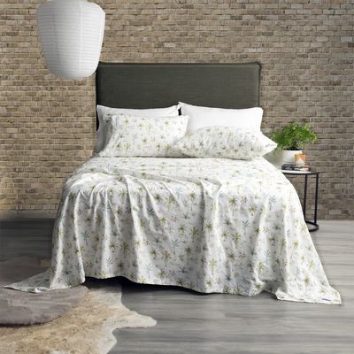 Park Avenue Capri Palm 175 GSM Egyptian Cotton Flannelette Sheet Set