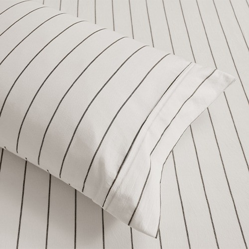 Dreamaker Rumi Sheet Set White with Graphite Stripe