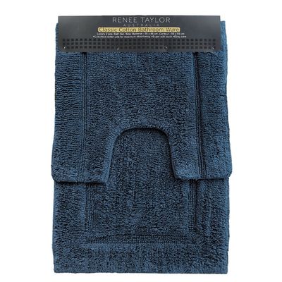 Renee Taylor 2 Piece 2200 GSM Tufted Bath Mat Set Blue Mist