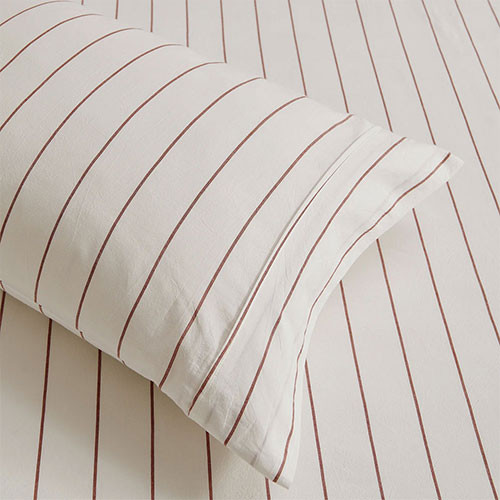 Dreamaker Rumi Pillowcase White with Rust Stripe