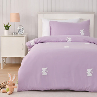 Jack & Ava Nibbles the Bunny Embroidered Kids Quilt Cover Set