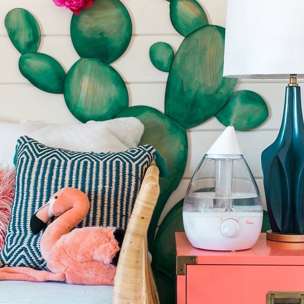 Crane Top Fill Drop Humidifier with Sound Machine on the shelf