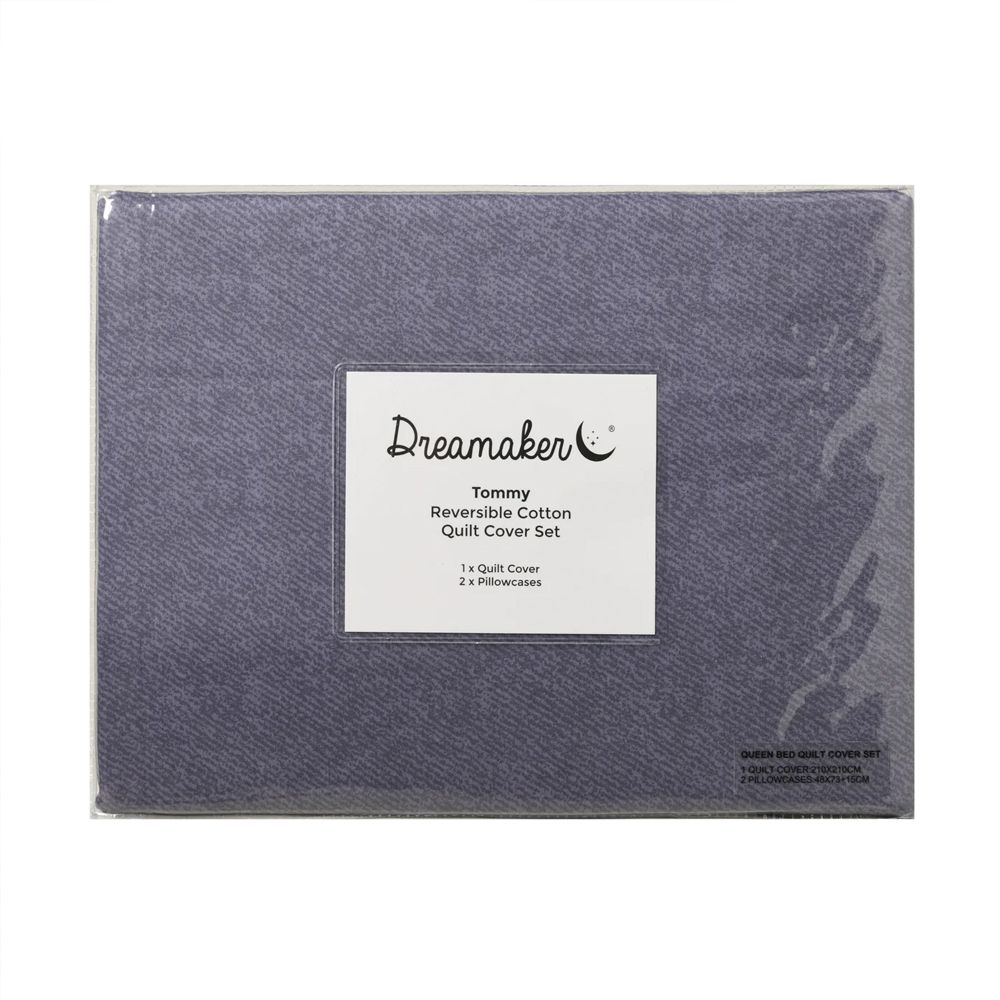 Dreamaker Tommy 100% Cotton Reversible Quilt Cover Set