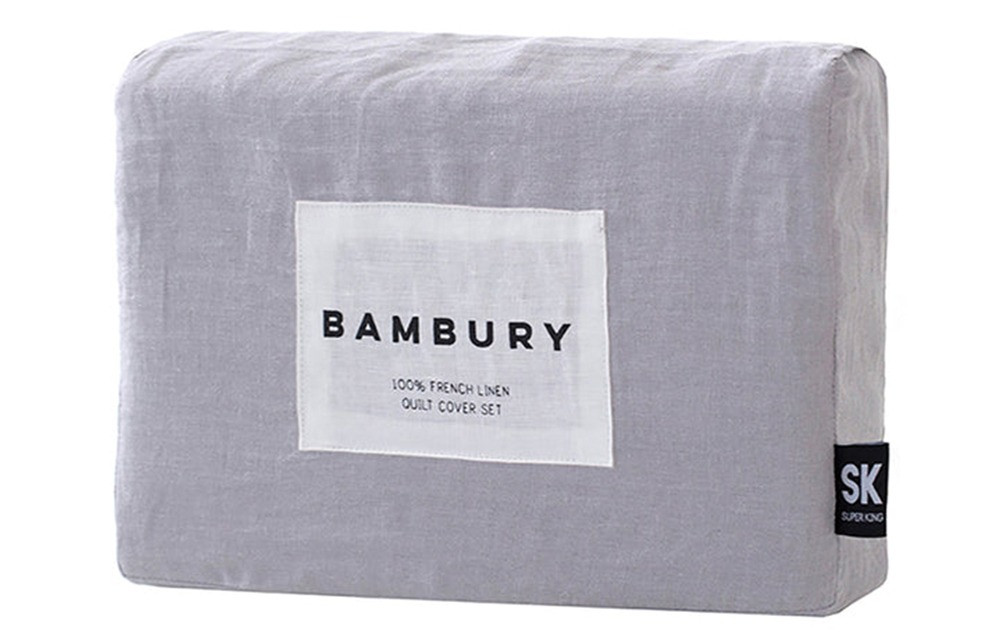 Bambury French Flax Linen Quilt Cover Set Silver