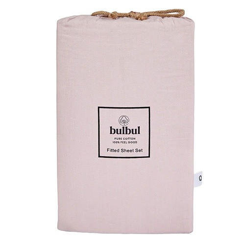 Bambury BB Cotton Fitted Sheet Set Pink Salt