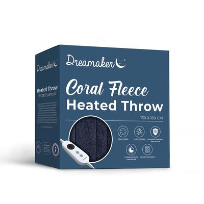 Dreamaker Coral Fleece Reversible Heated Throw Blanket Midnight Blue Thumbnail