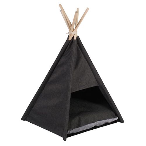 Charlie's Premium Faux Linen Pet Teepee Bed Tent