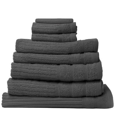 Royal Comfort 8 Piece Eden Luxury Cotton Bath Towel Set Granite