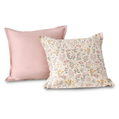 Dreamaker Cottage Flowers 100% Cotton Reversible Twin Pack European Pillowcase