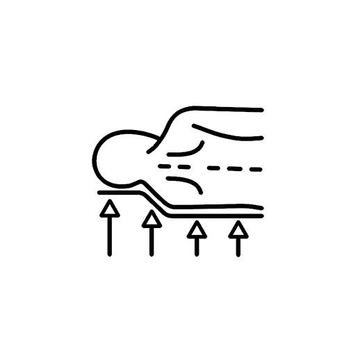 Promotes spinal alignment by supporting head & neck