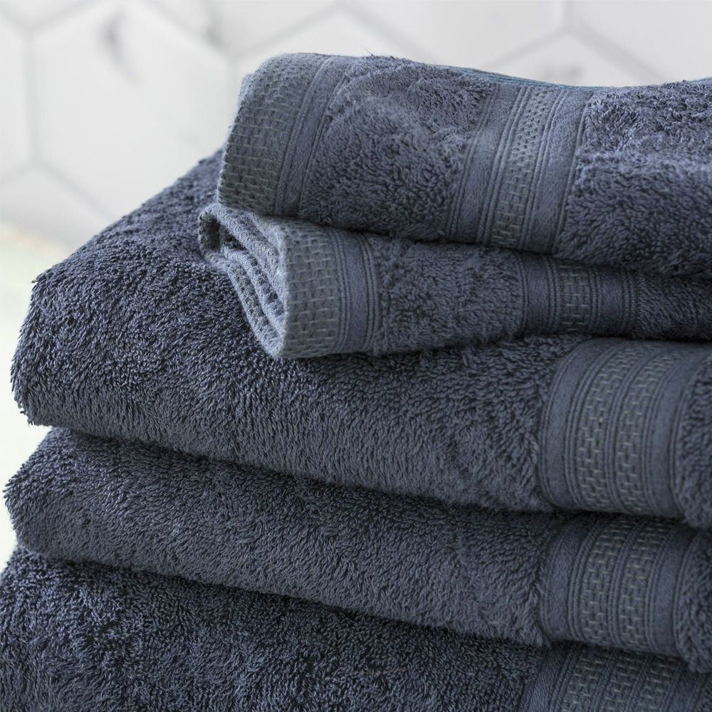 Renee Taylor Stella Super Soft Bamboo Cotton Bath Towels Indigo