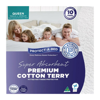 Protect-A-Bed Super Absorbent Premium Cotton Terry Waterproof Mattress Protector