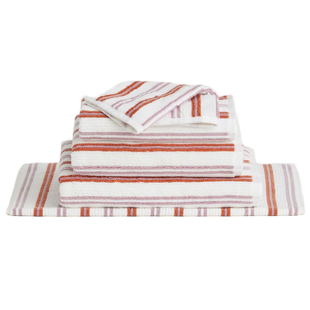 Sheridan Trenton Living Textures Stripe Cotton Bath Towel Collection Tulip 1