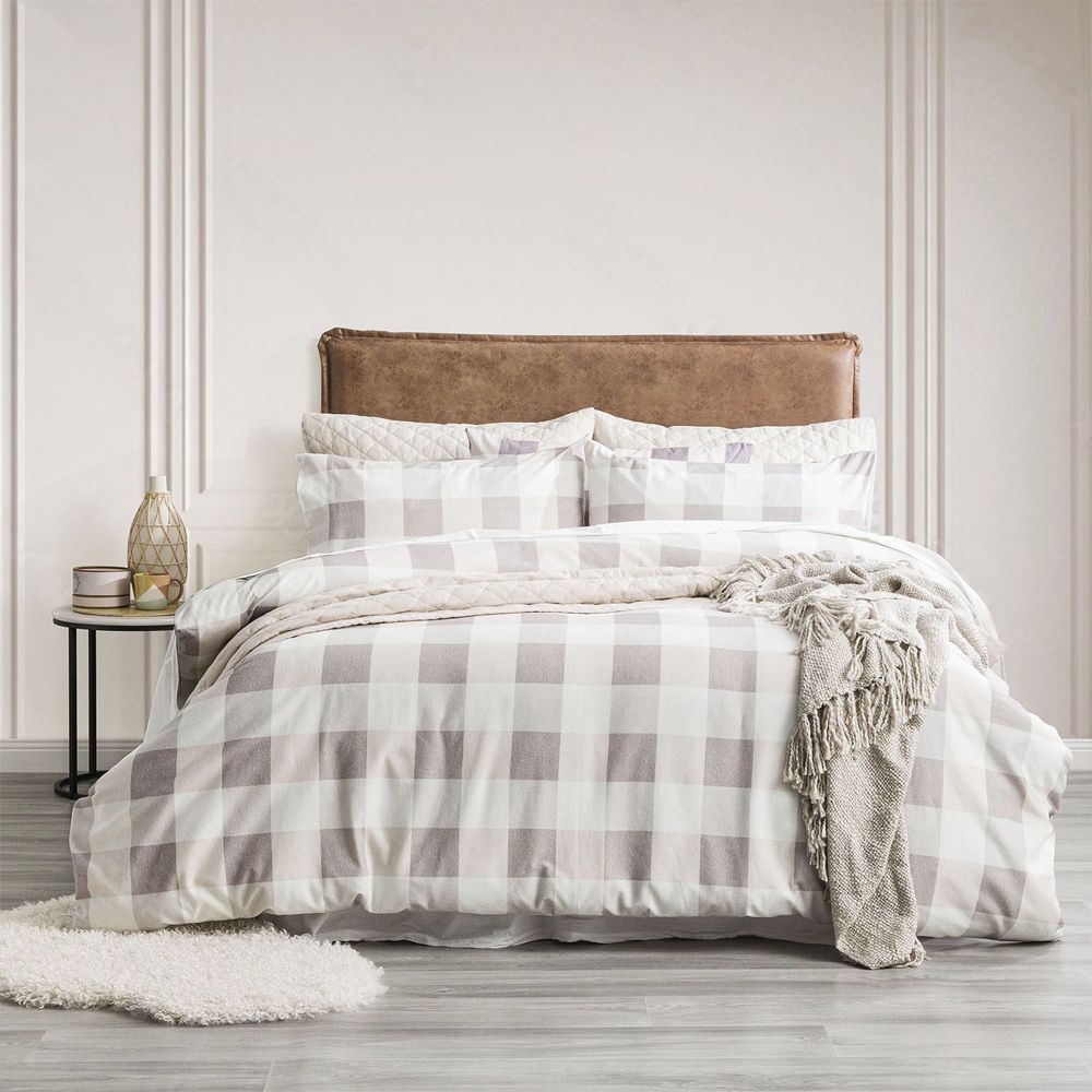 Park Avenue Buffalo Checks 175 GSM Egyptian Cotton Flannelette Quilt Cover Set
