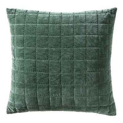Logan and Mason Apollo Velvet Square Quilted European Pillowcase Cilantro