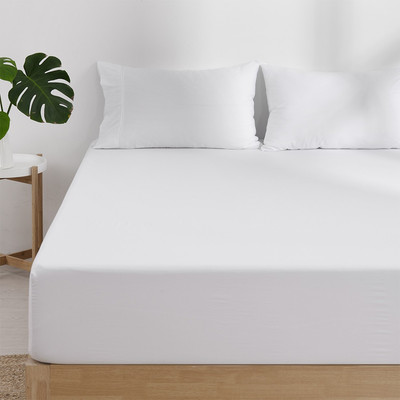 Dreamaker Superfine Washed Microfibre Combo Fitted Sheet Set White