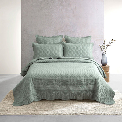 Renee Taylor Scallop Jacquard Coverlet Set Juniper