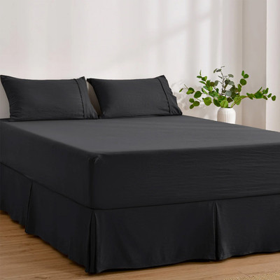 Dreamaker Superfine Washed Microfibre Pleated Valance Black