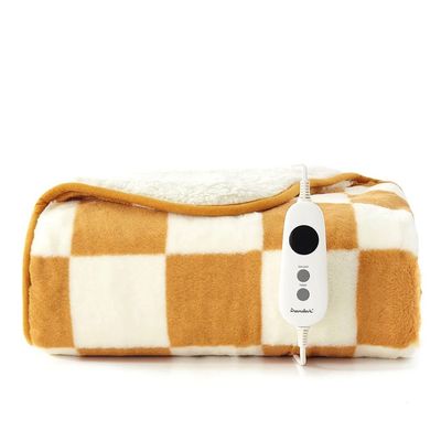 Dreamaker Ultra Soft Reversible Checkered Fleece Heated Throw Blanket