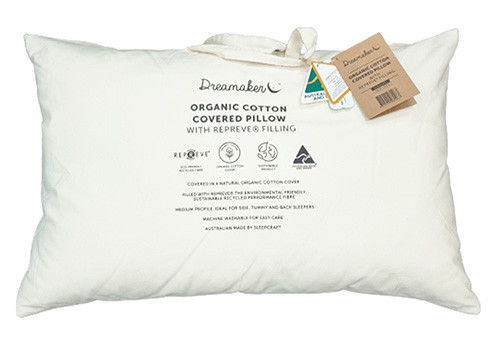 Dreamaker Organic Cotton Covered Repreve Pillow