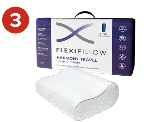 Flexi Pillow Harmony Travel Contoured Memory Foam Pillow
