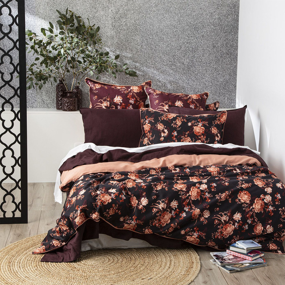 Renee Taylor Florence Plum 300 Thread Count Cotton Quilt Cover Set