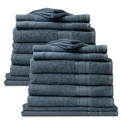 Royal Comfort 20 Piece Regency Luxury Plush 100% Cotton Bath Towel Set Denim