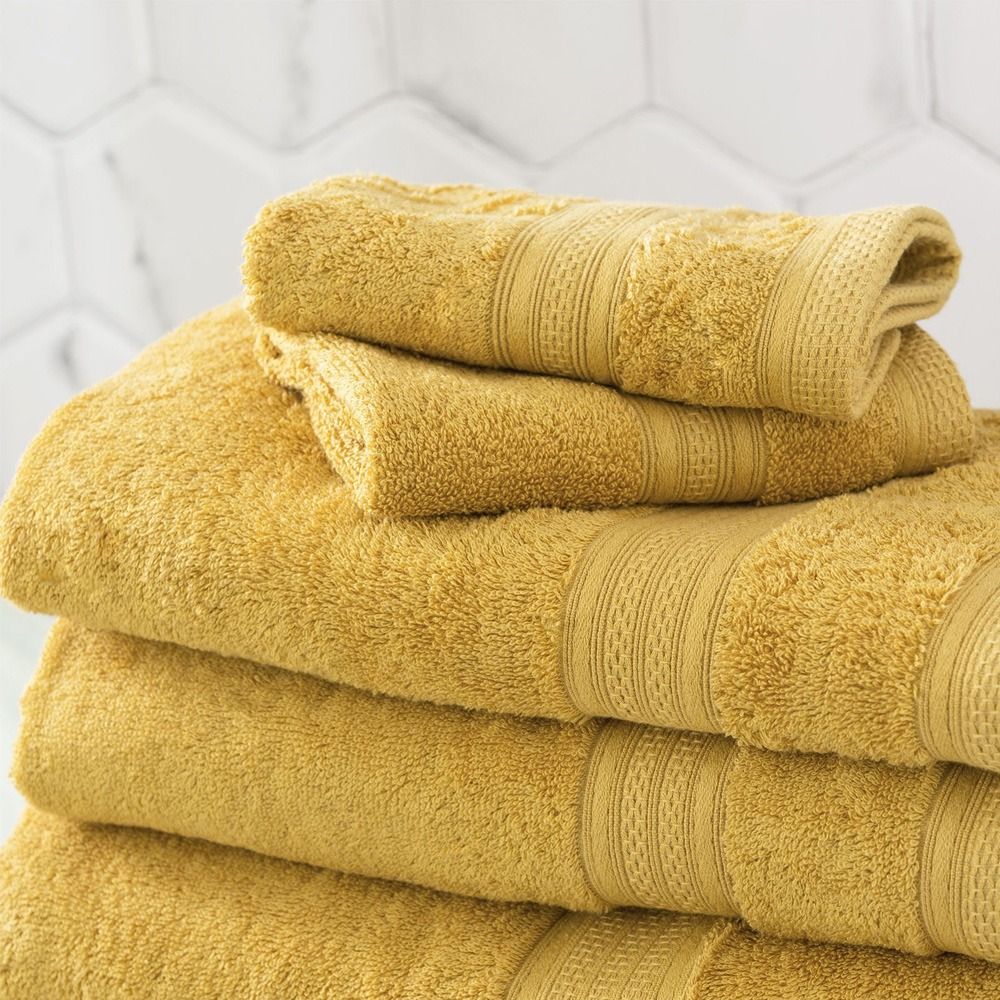Renee Taylor Stella Super Soft Bamboo Cotton Bath Towels Mustard