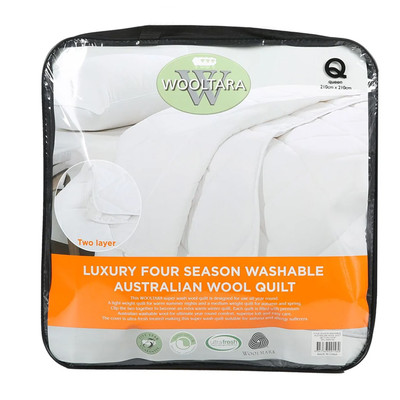 Wooltara Luxury Four Season Two Layer Washable Australian Wool Quilt