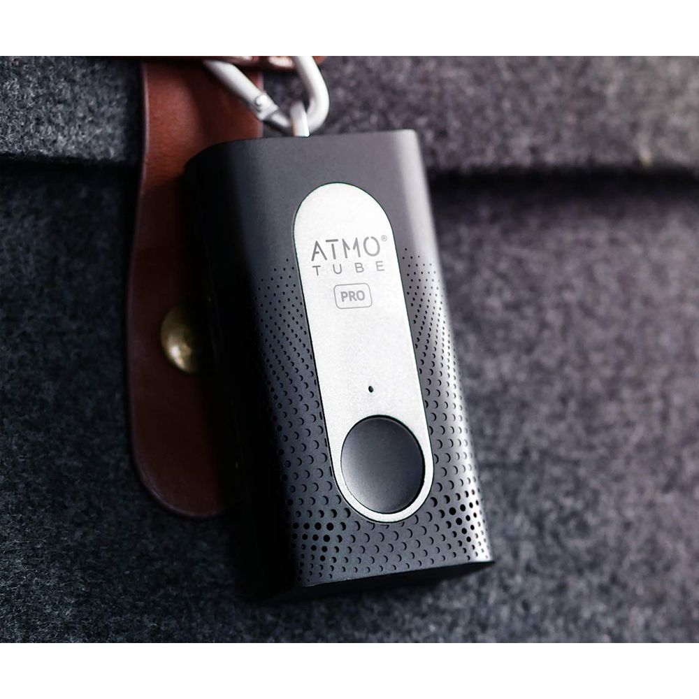 Atmotube PRO attached to a bag