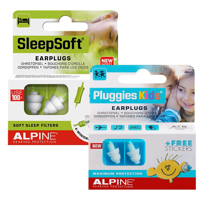 Alpine SleepSoft and Pluggies Kids Reusable Ear Plugs Combo