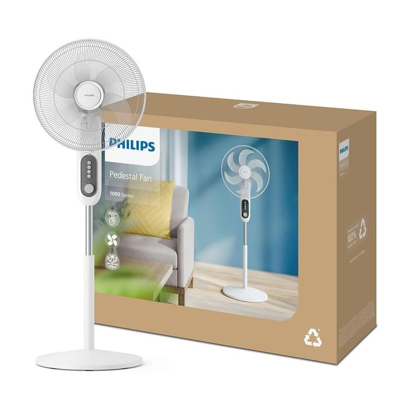 Philips Series 1000 White Pedestal Fan