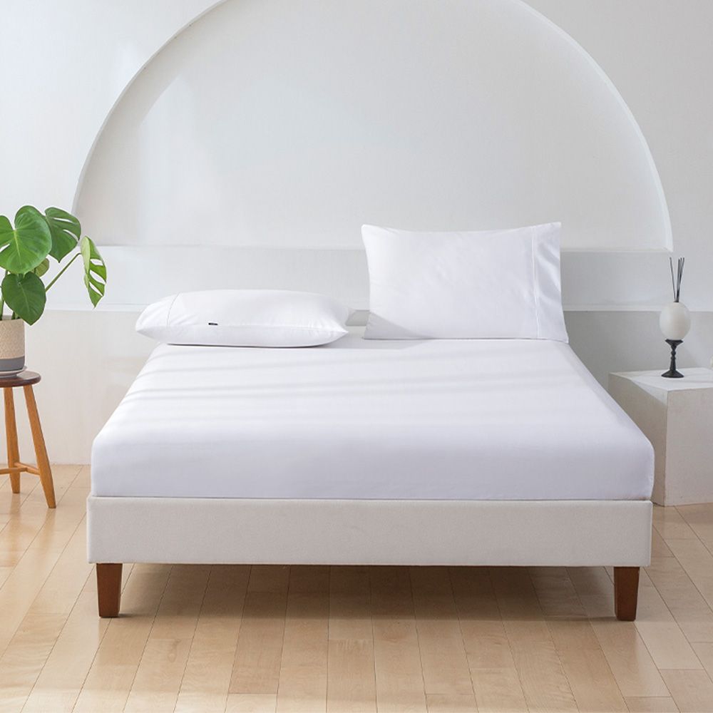 Essn 500TC Cotton Sateen Fitted Sheet Set White Colour