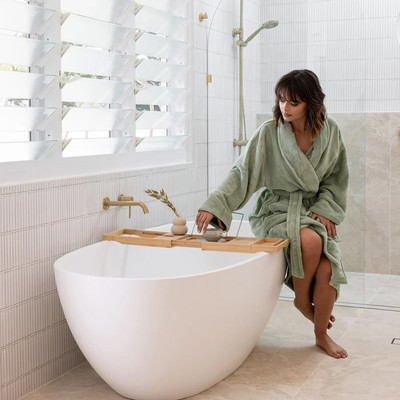 Bambury Microplush 100% Polyester Coral Fleece Bathrobe Sage