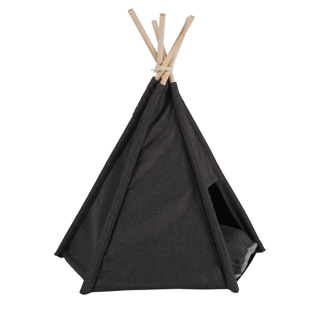 Charlie's Premium Faux Linen Pet Teepee Bed Tent 2