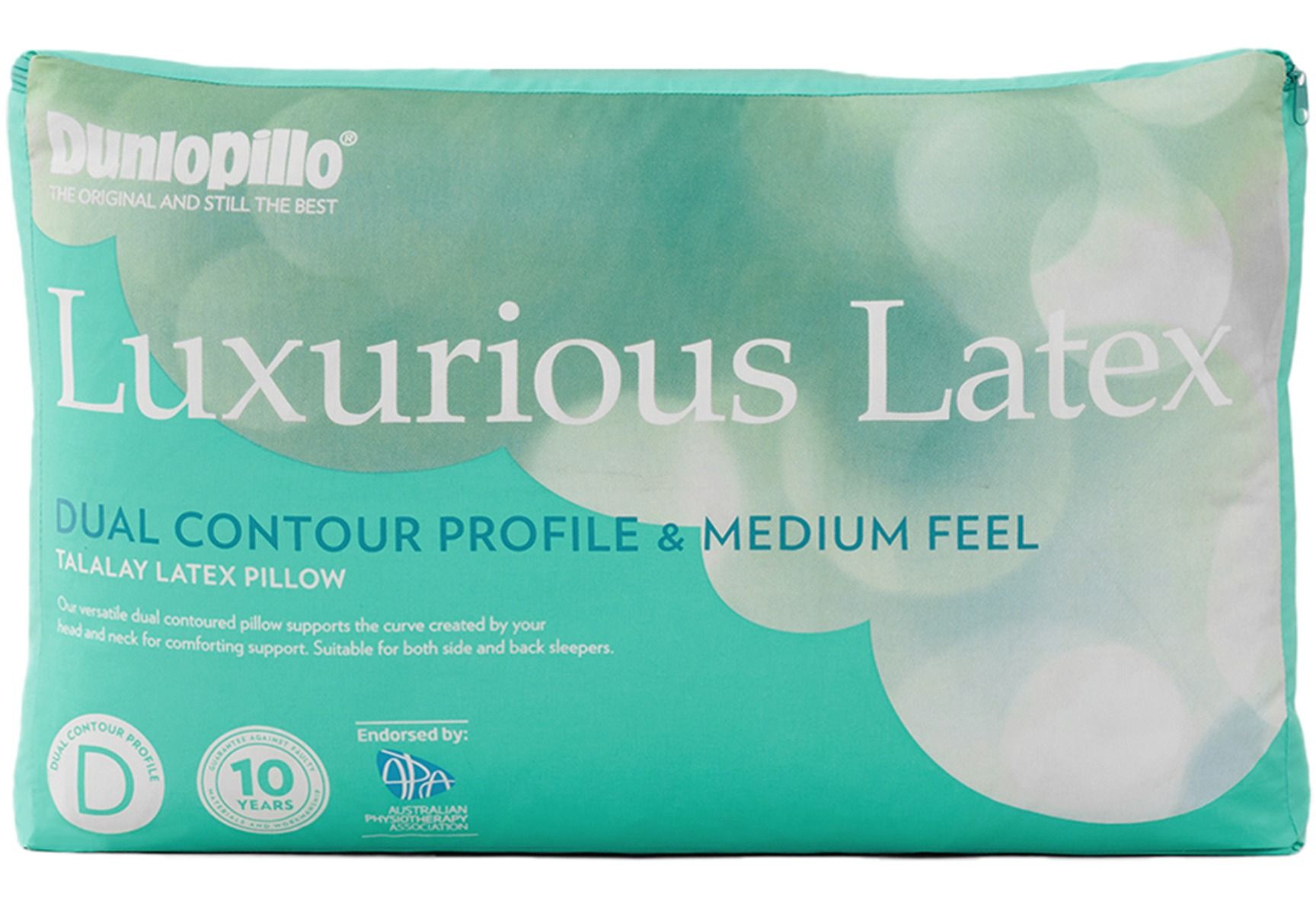 Dunlopillo Luxurious Latex Pillow Contour Dual Profile and Medium Feel