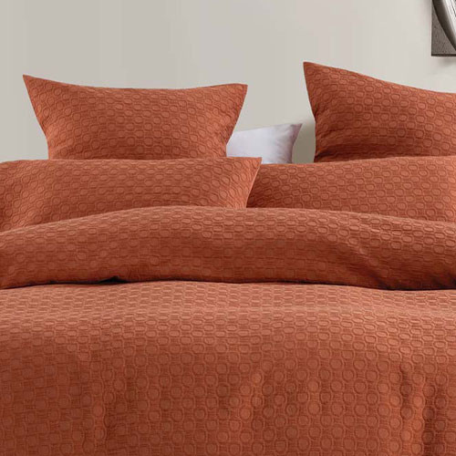 Bambury Luna Jacquard Reversible Quilt Cover Set Rust