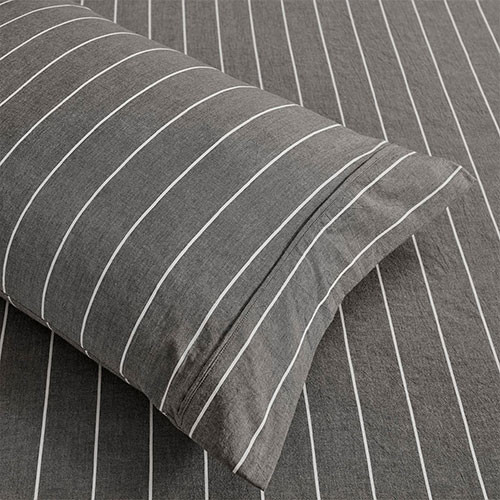 Dreamaker Rumi Pillowcase Graphite with White Stripe