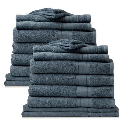 Royal Comfort 20 Piece Regency Luxury Plush 100% Cotton Bath Towel Set Denim