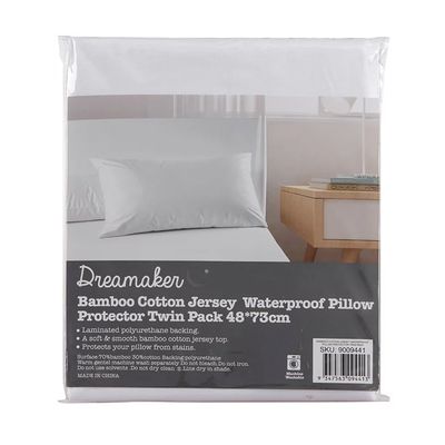 Waterproof Bamboo Cotton Jersey Pillow Protector Twin Pack