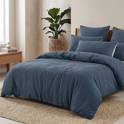 Bambury Tide Jacquard Reversible Quilt Cover Set Denim