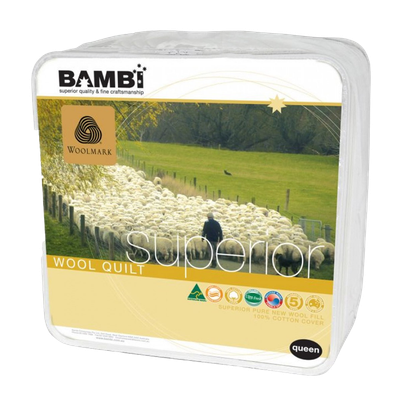 Bambi Gold Woolmark Superior Wool Quilt 300 to 730 gsm options
