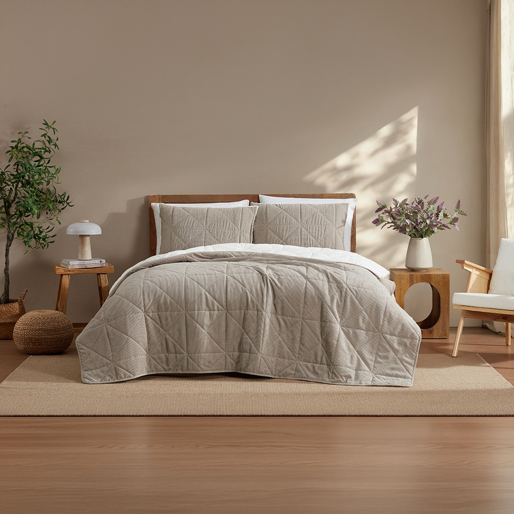 Ardor Home Ridge Quilted Corduroy Coverlet Set